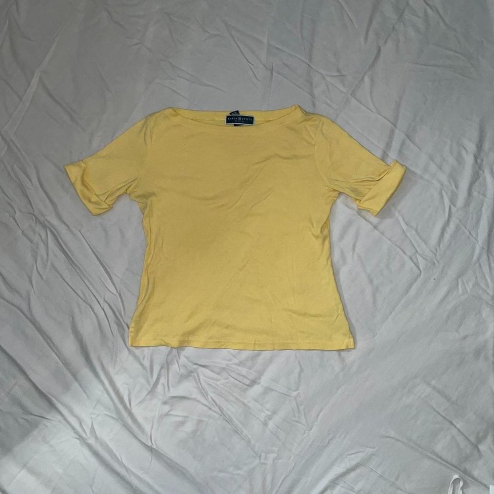 karen scott petites yellow blouse